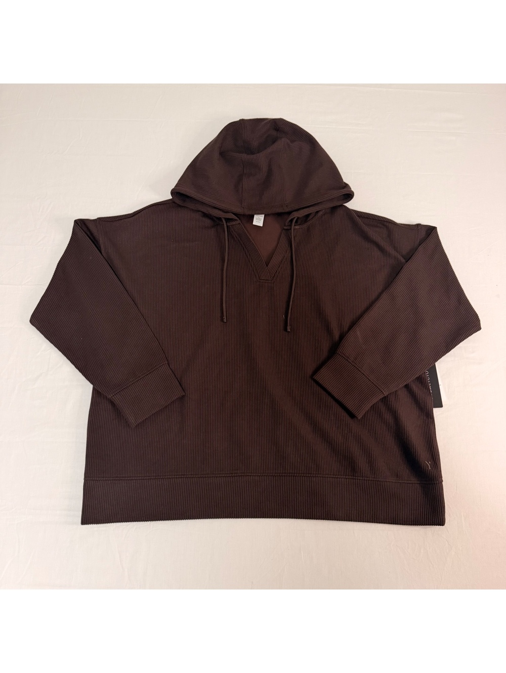 Yogalicious Scuba Rib Ellis Hoodie 1X Brown Ribbed Pullover